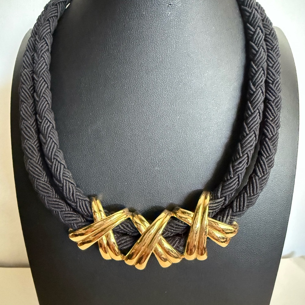 Vintage Black and Gold Geometric Choker Necklace